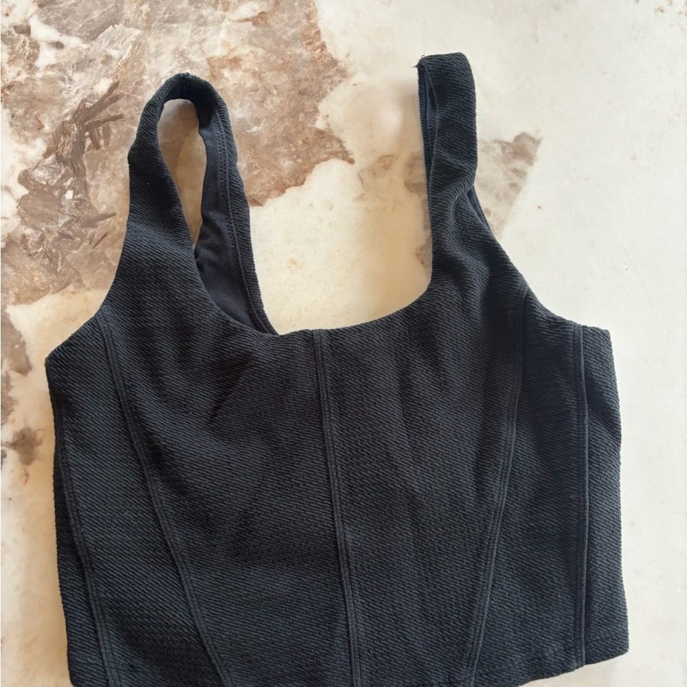Aerie Black Textured Tank Top
